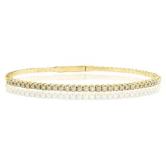 0.66 Carat Brilliant Round Cut Diamond Yellow Gold Bangle Bracelet in 14K