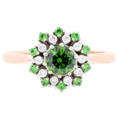 Russian Demantoid 18 Karat Gold Diamond Engagement Wedding Fashion Ring