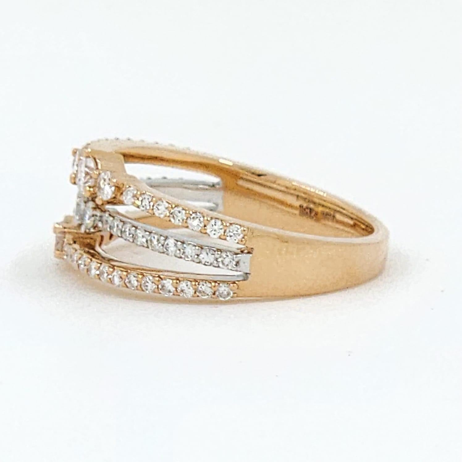 Round Cut 0.66 Carat Diamond Band Ring in 18 Karat Rose and White Gold