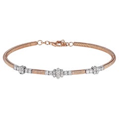 0.66 Carat Diamond Bangle Bracelet 18k White and Rose Gold