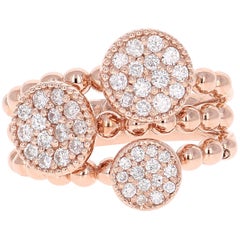 0.66 Carat Diamond Cocktail Ring 14 Karat Rose Gold