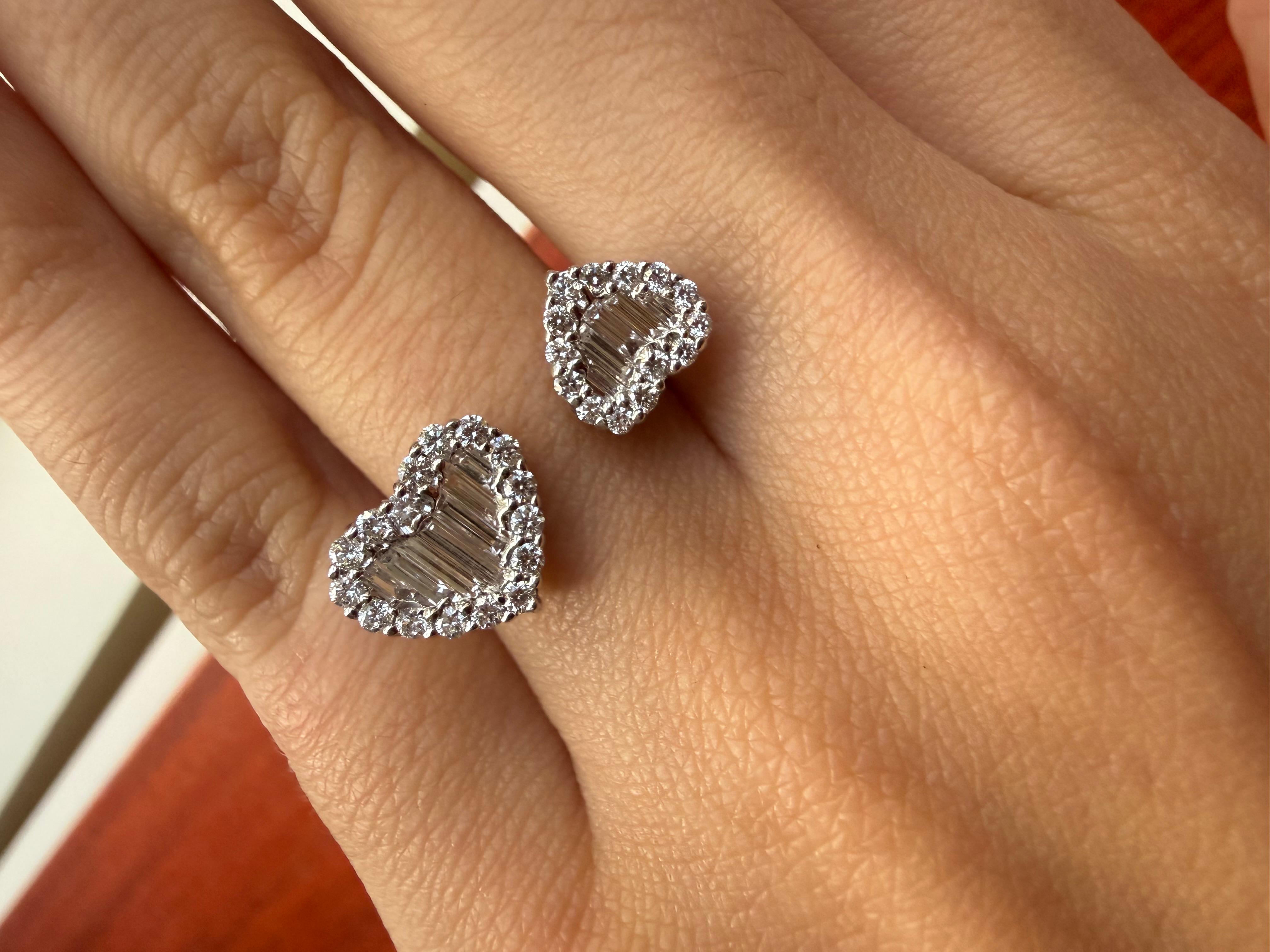 0,66 Karat Diamant Herz Manschettenring (Baguetteschliff) im Angebot