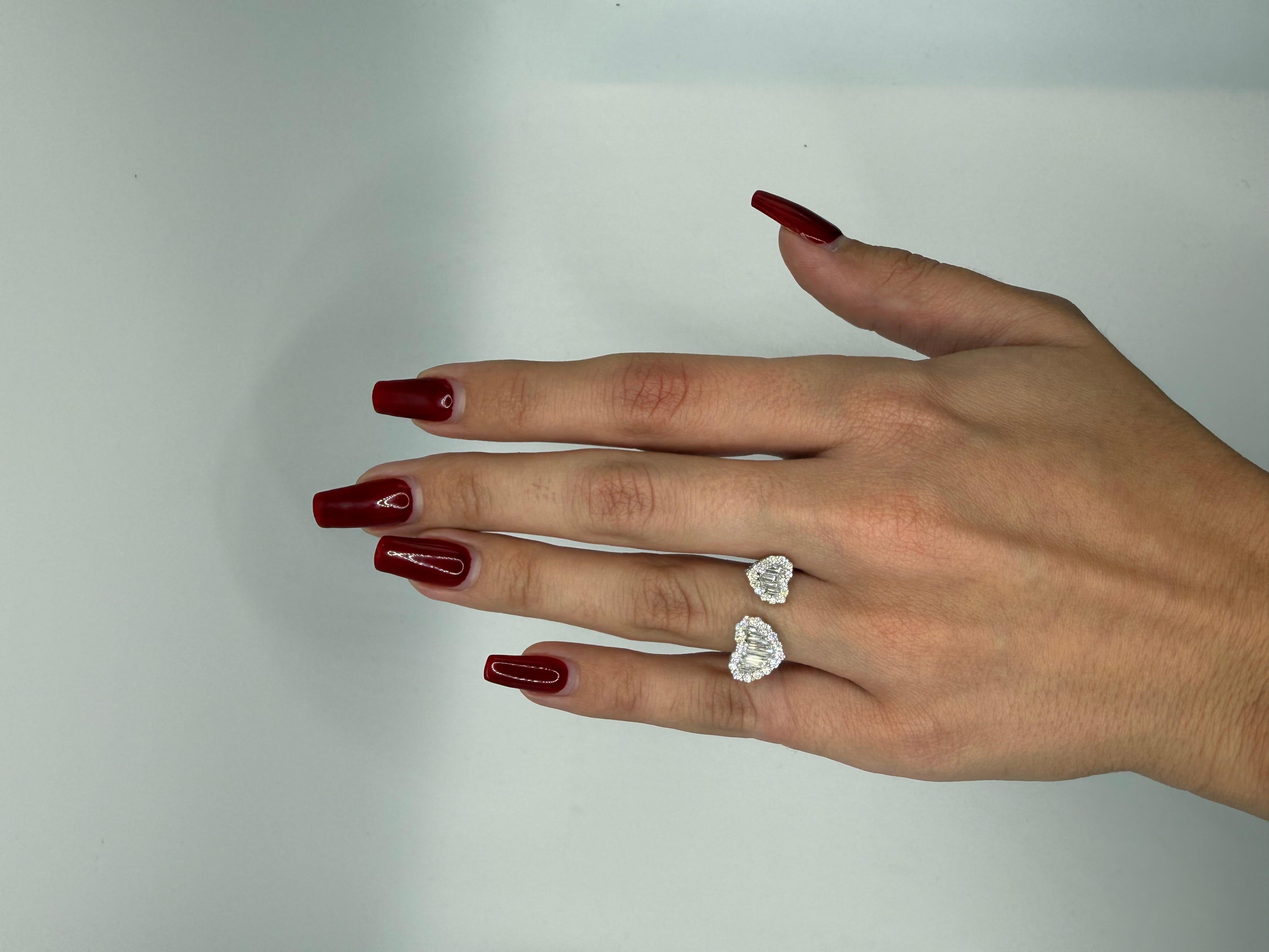 0,66 Karat Diamant Herz Manschettenring im Zustand „Hervorragend“ im Angebot in Los Angeles, CA