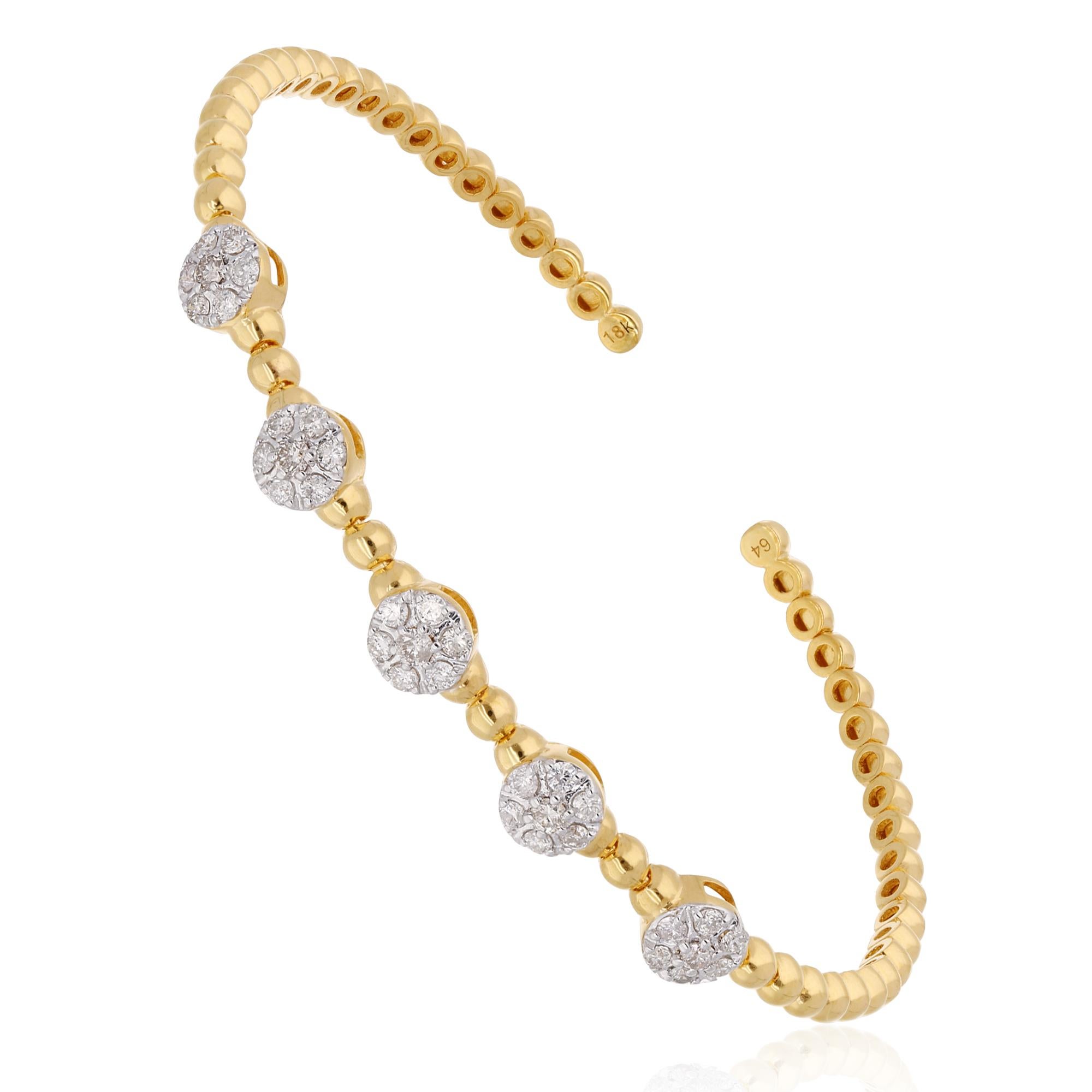 0,66 quilates Pulsera brazalete con bolas de diamantes y cuentas Oro amarillo 14k en Nuevo estado para la venta en Diera, Dubai