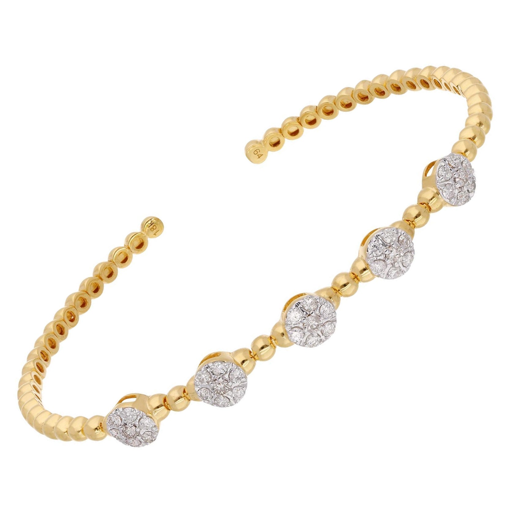 0,66 quilates Brazalete brazalete con bolas de diamantes y cuentas Oro amarillo de 18 quilates en venta