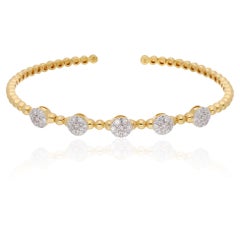 Bracelet à boules perlé en or 14k avec disques ronds multiples de 0.66 carat