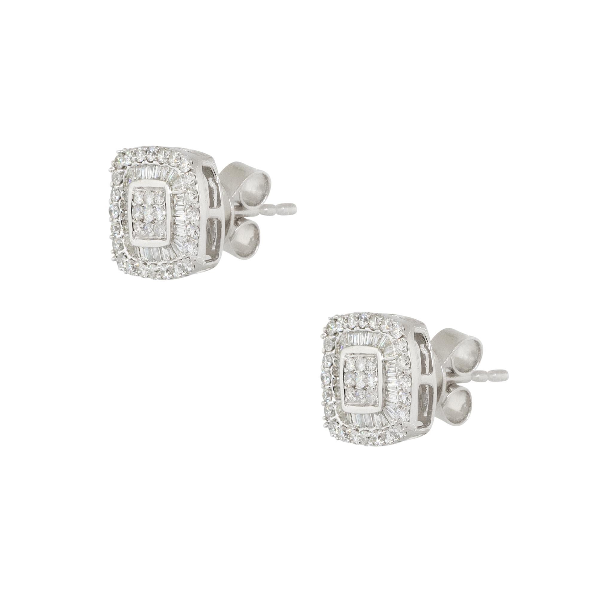 Mixed Cut 0.66 Carat Invisible Set Diamond Pave Stud Earrings 14 Karat in Stock For Sale