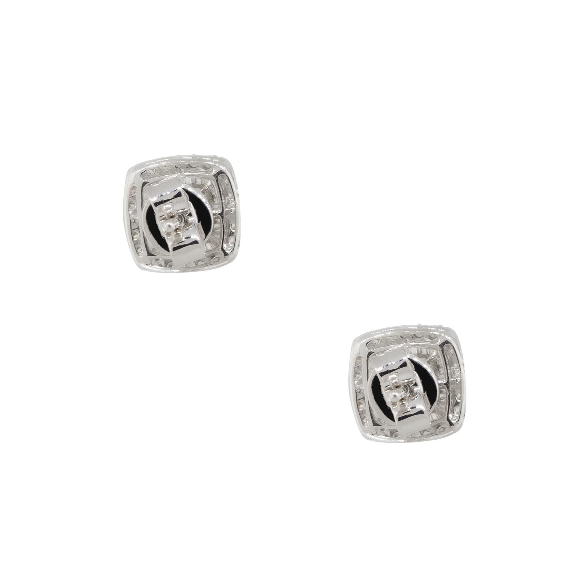Women's or Men's 0.66 Carat Invisible Set Diamond Pave Stud Earrings 14 Karat in Stock For Sale