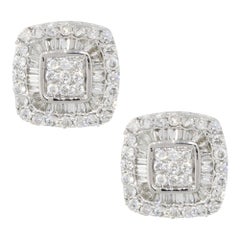 Clous d'oreilles en or 14 carats sertis de diamants pavés de 0,66 carat, en stock