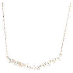 0.66 Carat Natural Diamond Yellow Gold Bar Chain Necklace