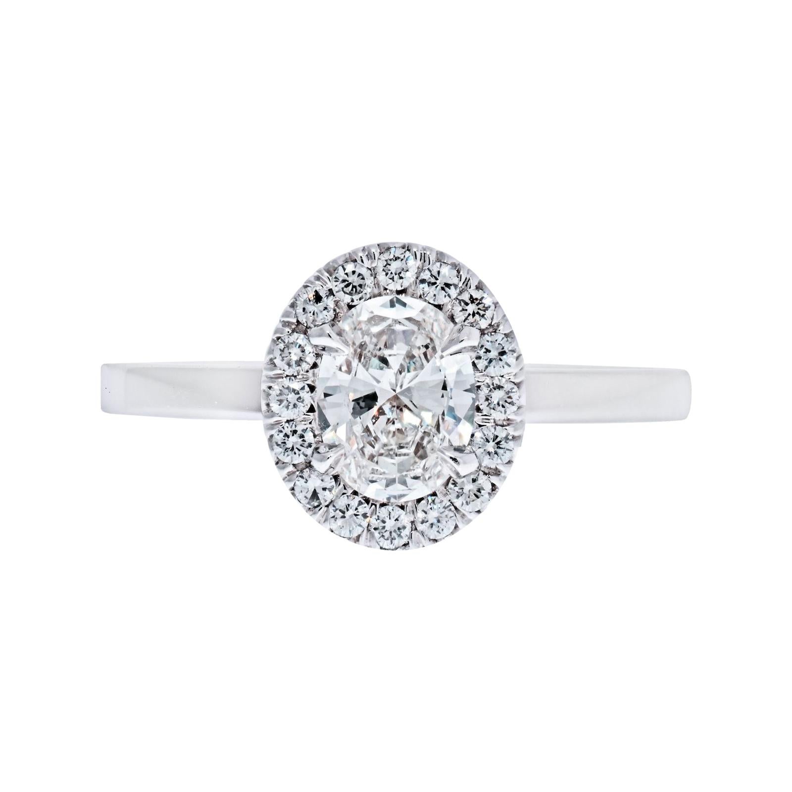 0.66 Carat Oval Diamond F/VS1 GIA Engagement Ring For Sale