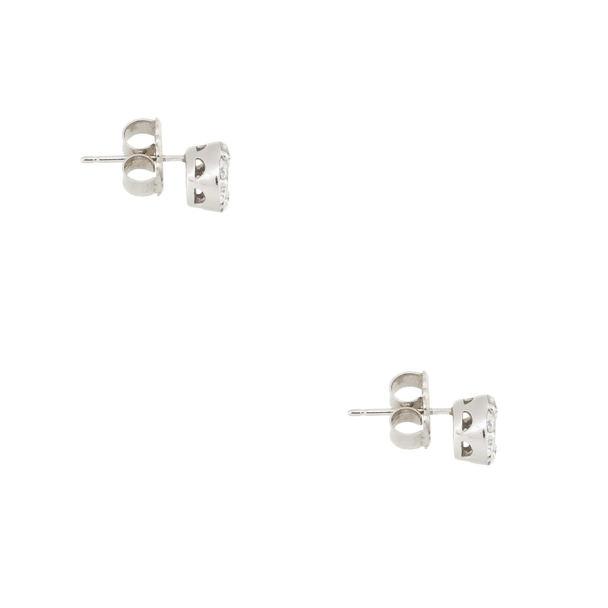 Modern 0.66 Carat Round Brilliant Diamond Cluster Stud Earrings 14 Karat in Stock For Sale