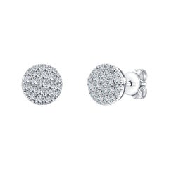0.66 Carat Round Diamond 18 Karat Gold Exquisite Cluster Stud Earrings