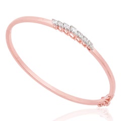 0.66 Carat SI/H Marquise Cut Diamond Bangle Bracelet 18k Rose Gold