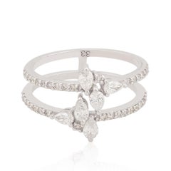 0,66 carati SI/H Pear Round Diamond Fine Double Band Ring Oro bianco 18 carati