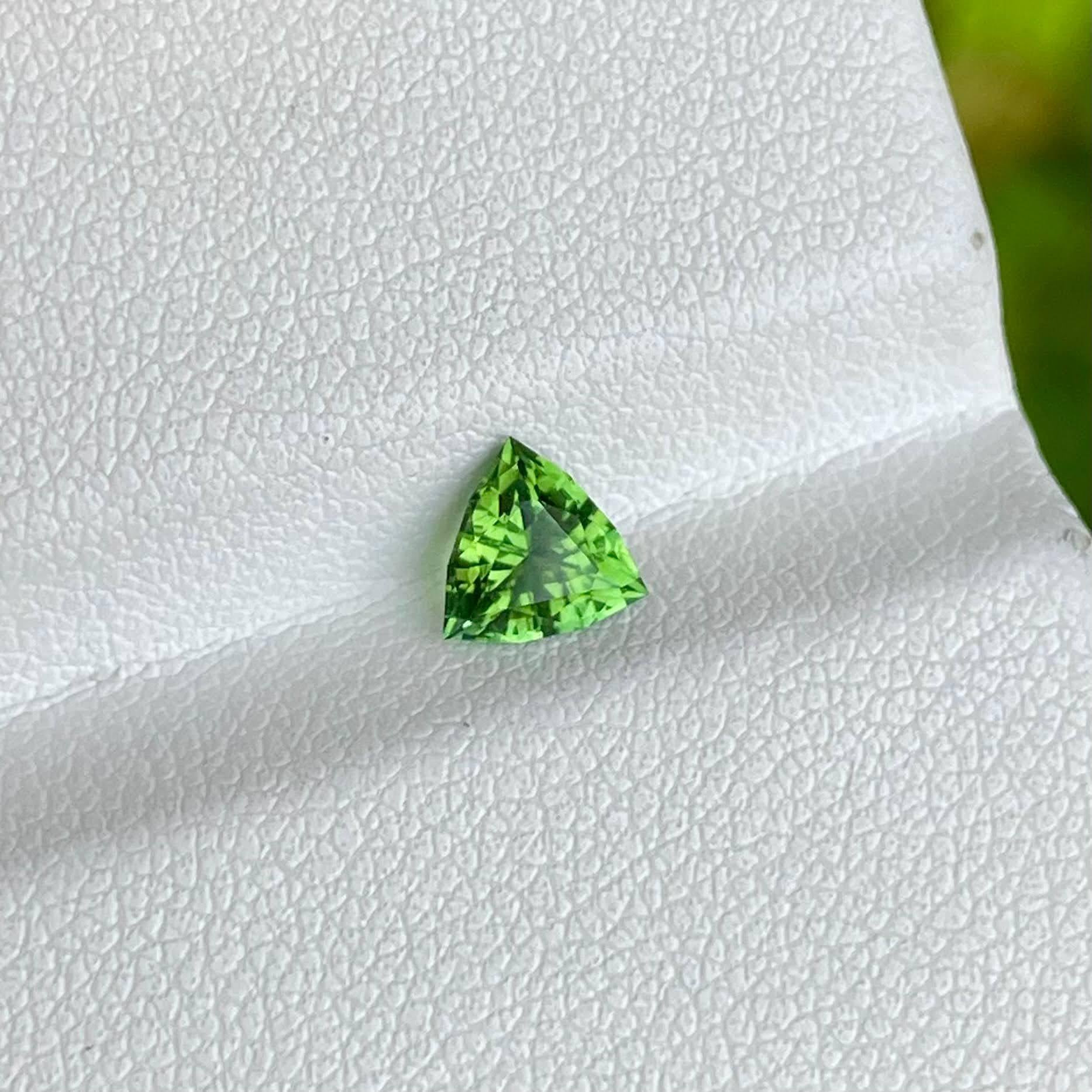 Moderne Pierre précieuse naturelle afghane taille trillion de tourmaline verte de 0,66 carat en vente