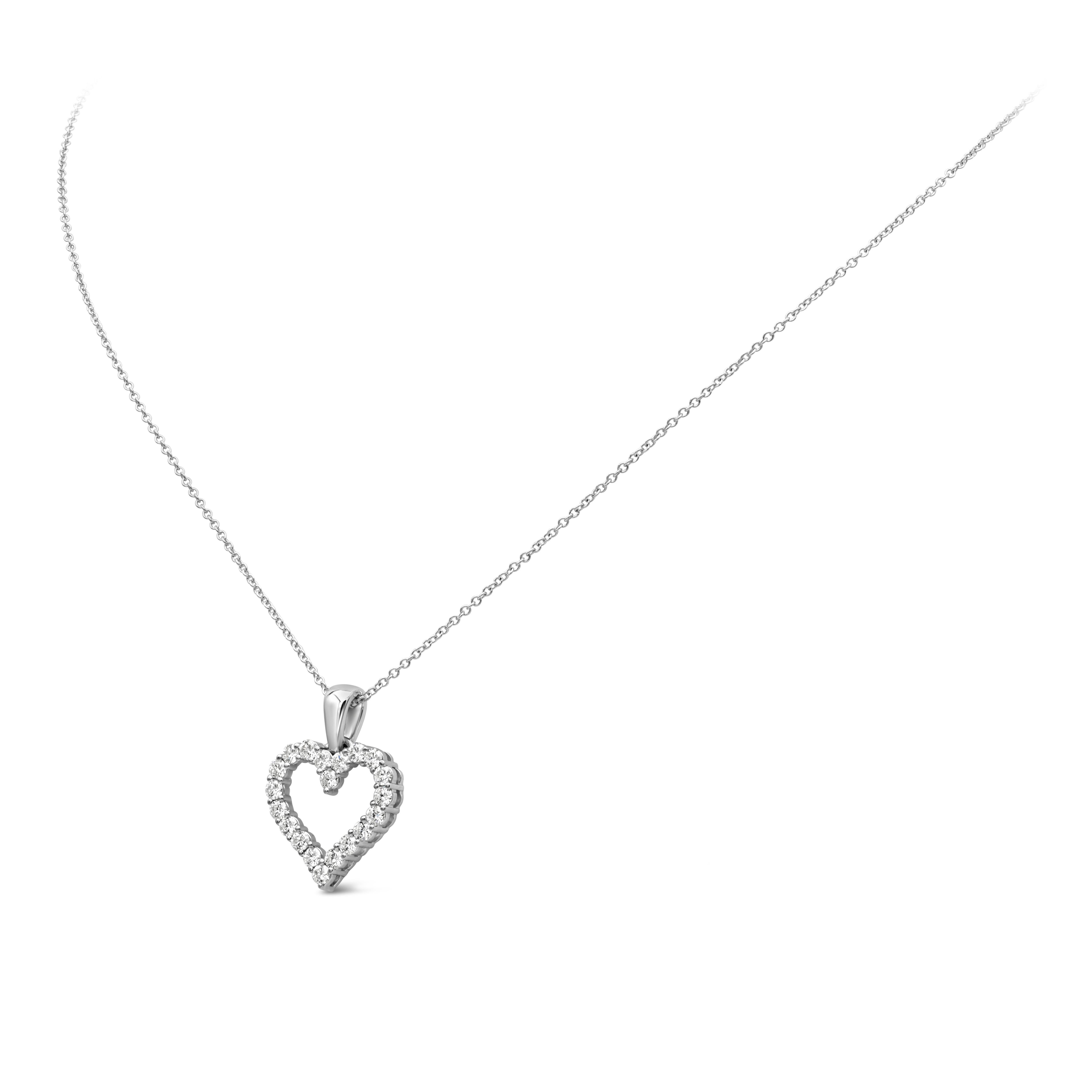 0.66 Karat Total Brillant Rund Form Diamant Open-Work Herz Anhänger Halskette (Zeitgenössisch) im Angebot