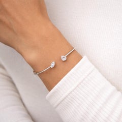 0.66 Ct Open Cuff Modern Diamond Bracelet 18K White Gold Women Bangle Bracelet