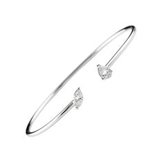 0.66 Ct Open Cuff Modern Diamond Bracelet 18K White Gold Women Bangle Bracelet