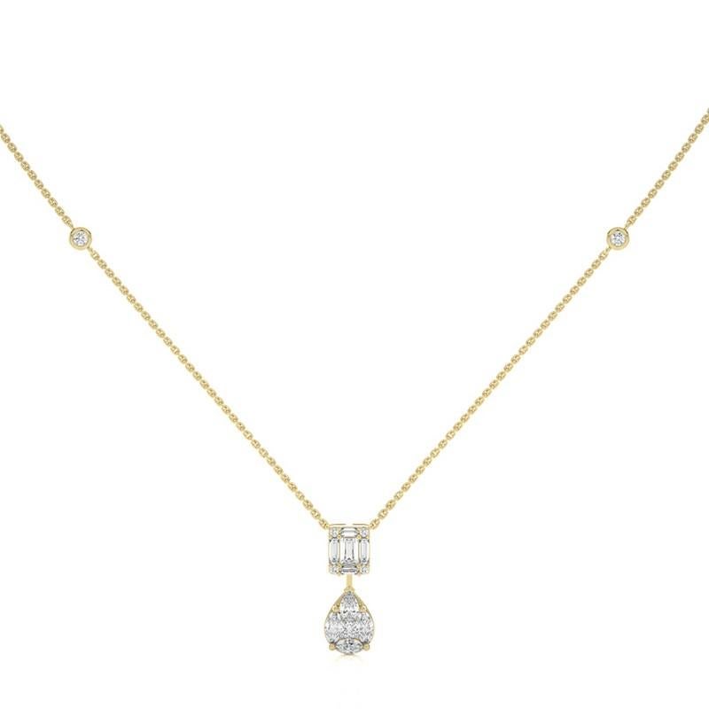 Collier pendentif collection clair de lune en or jaune 18 carats avec diamants de 0,66 carat poids total Neuf - En vente à Paramus, NJ