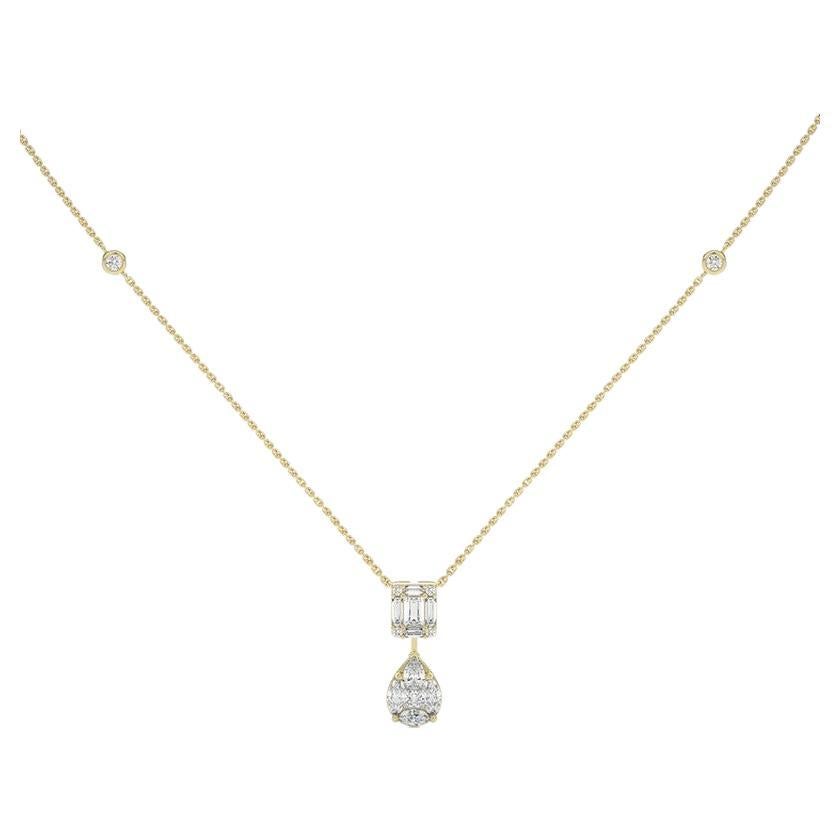 0.66 CTW diamond 18K Yellow gold moonlight Collection Tear drop Pendant Necklace