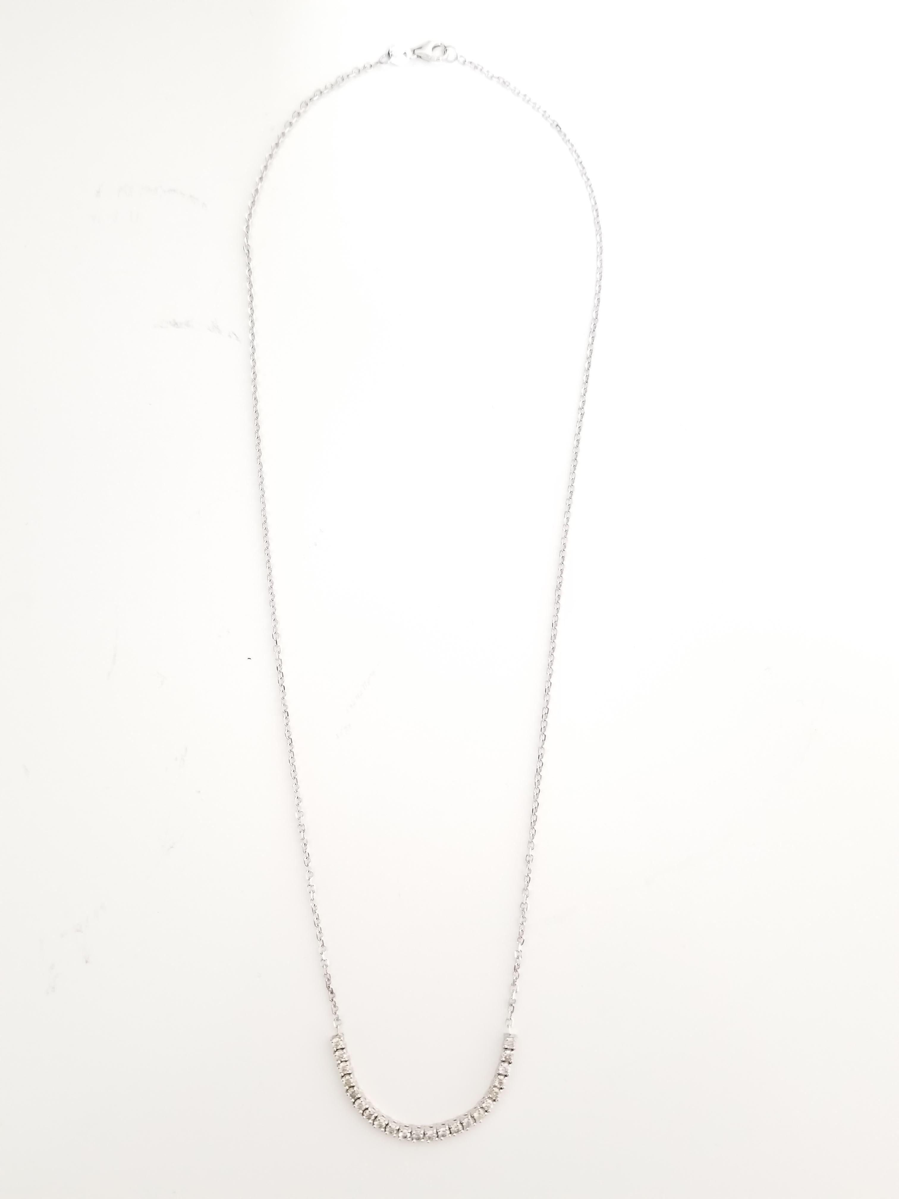 Taille ronde 0.66 ctw Diamond Mini Tennis Necklace 14 Karat White Gold 18'' (collier de tennis) en vente