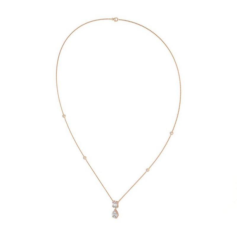Moderne Collier pendentif collection clair de lune en or rose 14 carats avec diamants 0,66 carat poids total en vente