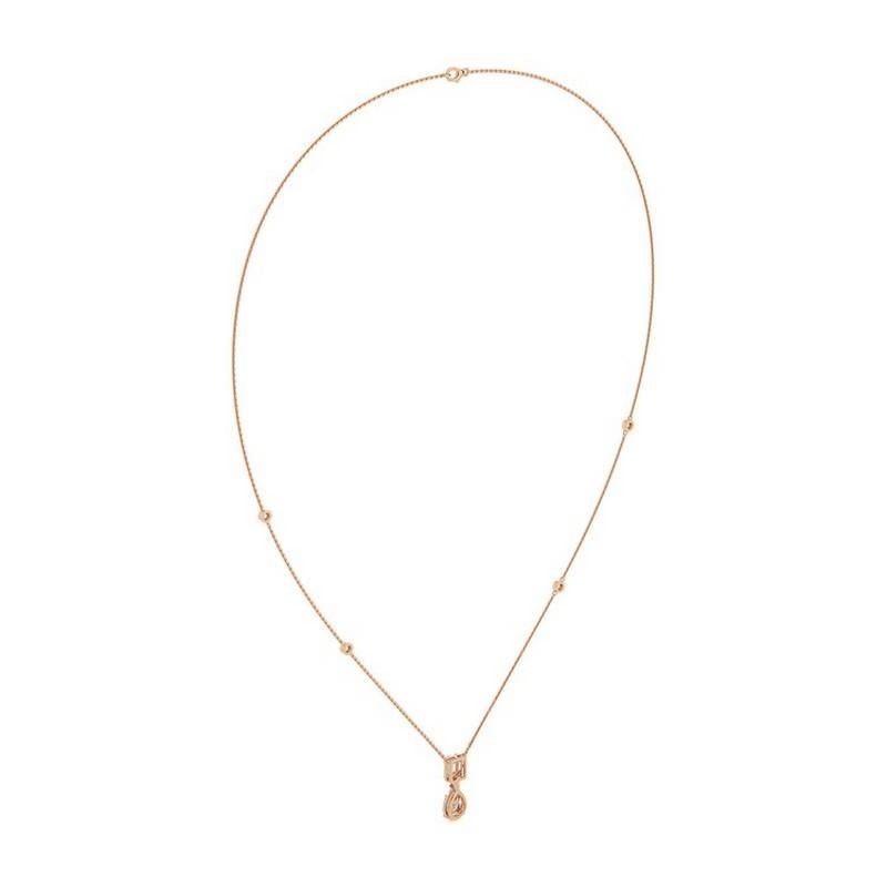 Taille ronde Collier pendentif collection clair de lune en or rose 14 carats avec diamants 0,66 carat poids total en vente