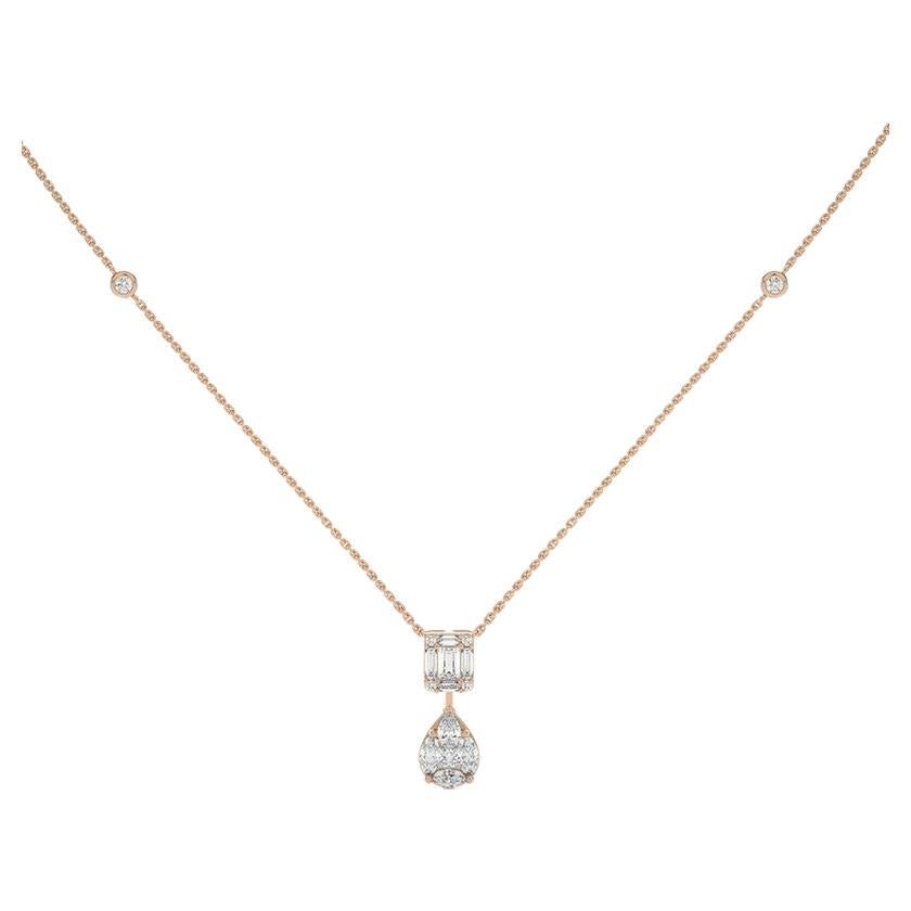 0.66 CTW diamonds 14K Rose gold moonlight Collection Tear drop Pendant Necklace
