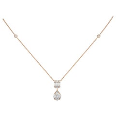 0.66 CTW diamonds 14K Rose gold moonlight Collection Tear drop Pendant Necklace