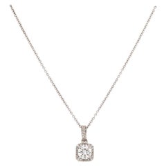 0.66 CTW Odelia Octagon Diamond Cushion Halo Pendant Necklace in 18K White Gold