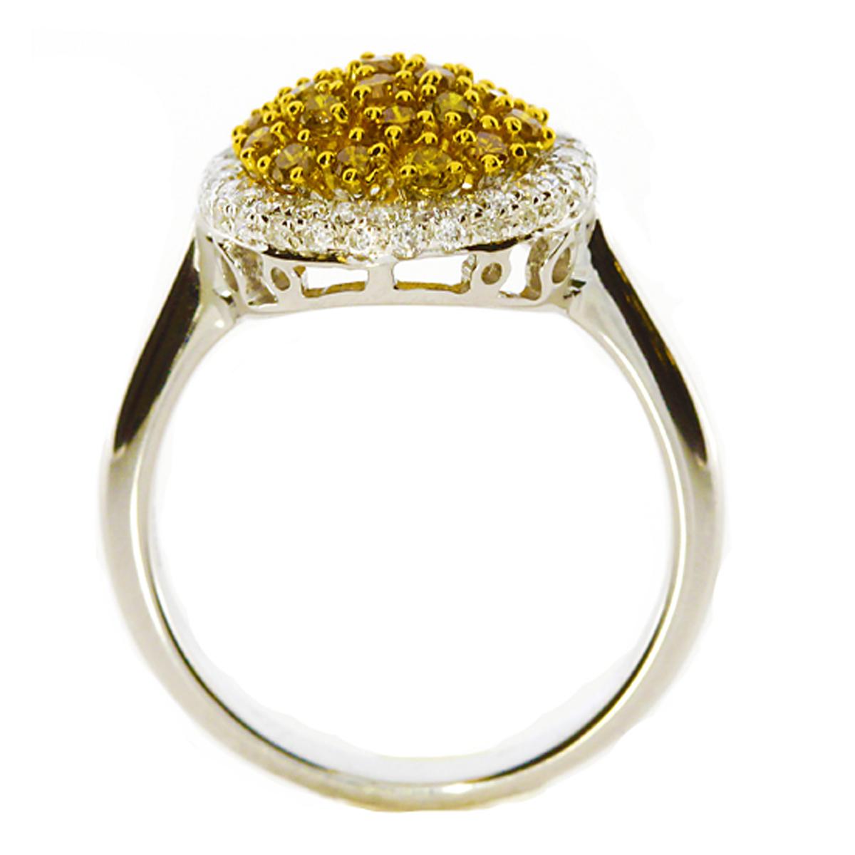 Modern 0.66 Carat Natural Fancy Intense Yellow Diamond Cluster Ring For Sale