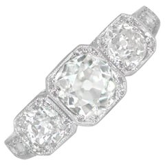 Anillo de compromiso de diamantes talla europea antigua (aprox. 0,80 quilates), platino