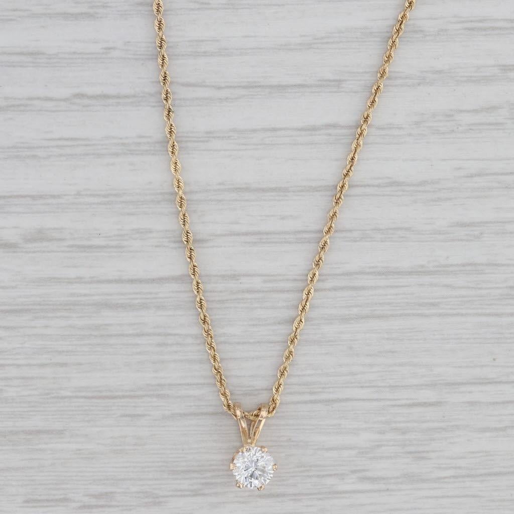 da uomo o donna Collana con ciondolo solitario di diamanti rotondi da 0,66 carati in oro 14k con catena a corda da 16,75