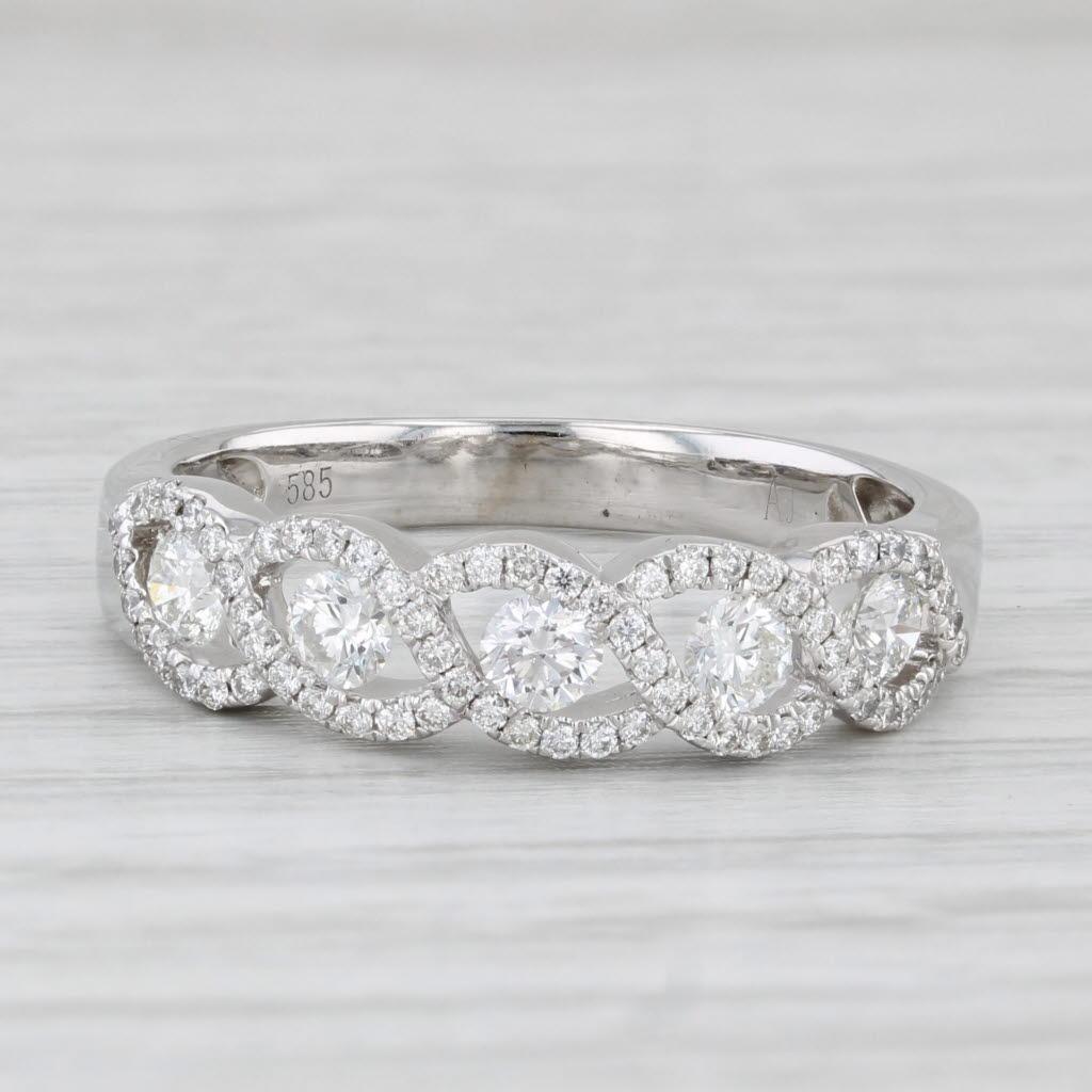 0,66ctw Anillo de Diamantes de 5 Piedras Oro Blanco de 14k Tamaño 8,25 Aniversario de Boda en venta 1