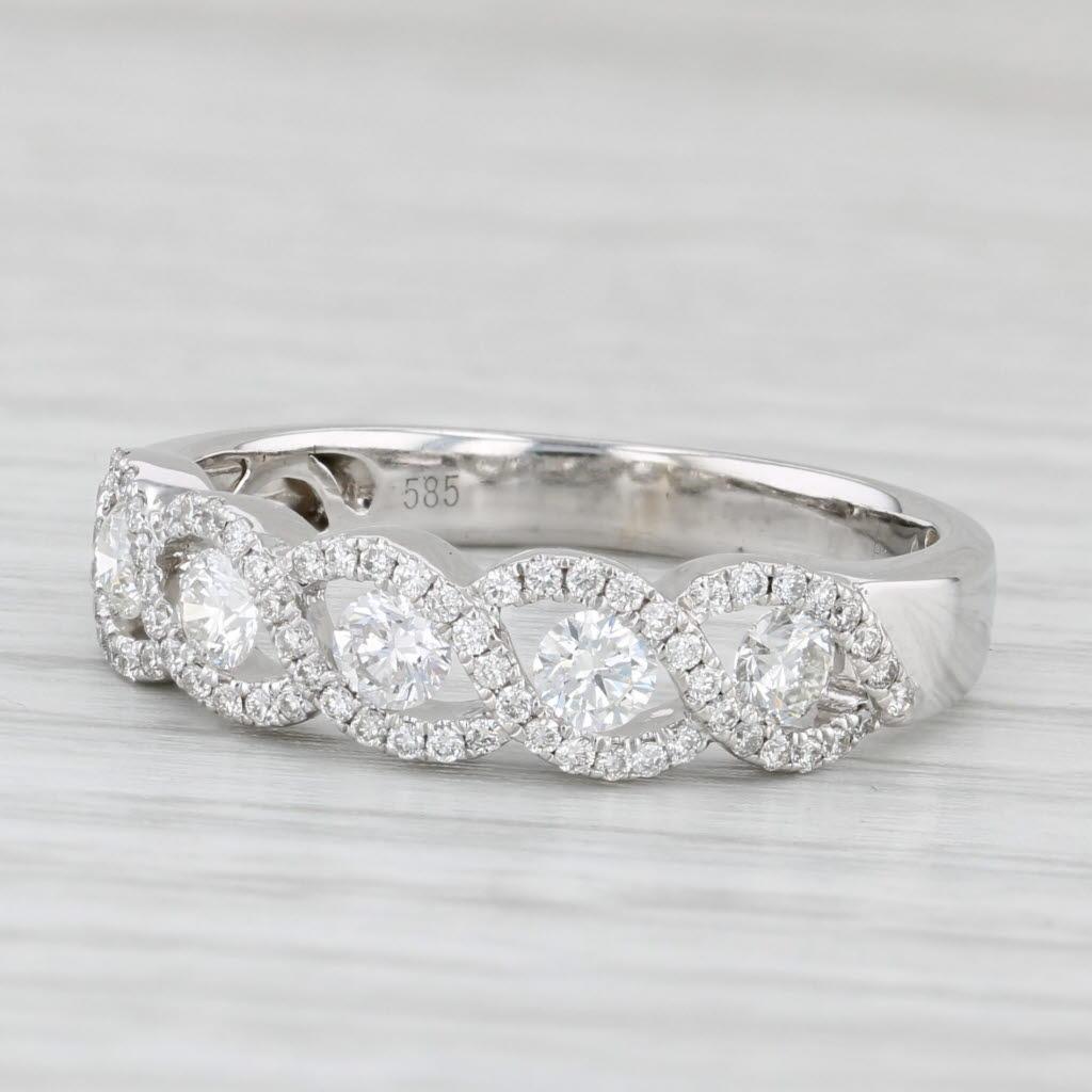 0,66ctw Anillo de Diamantes de 5 Piedras Oro Blanco de 14k Tamaño 8,25 Aniversario de Boda en venta 2