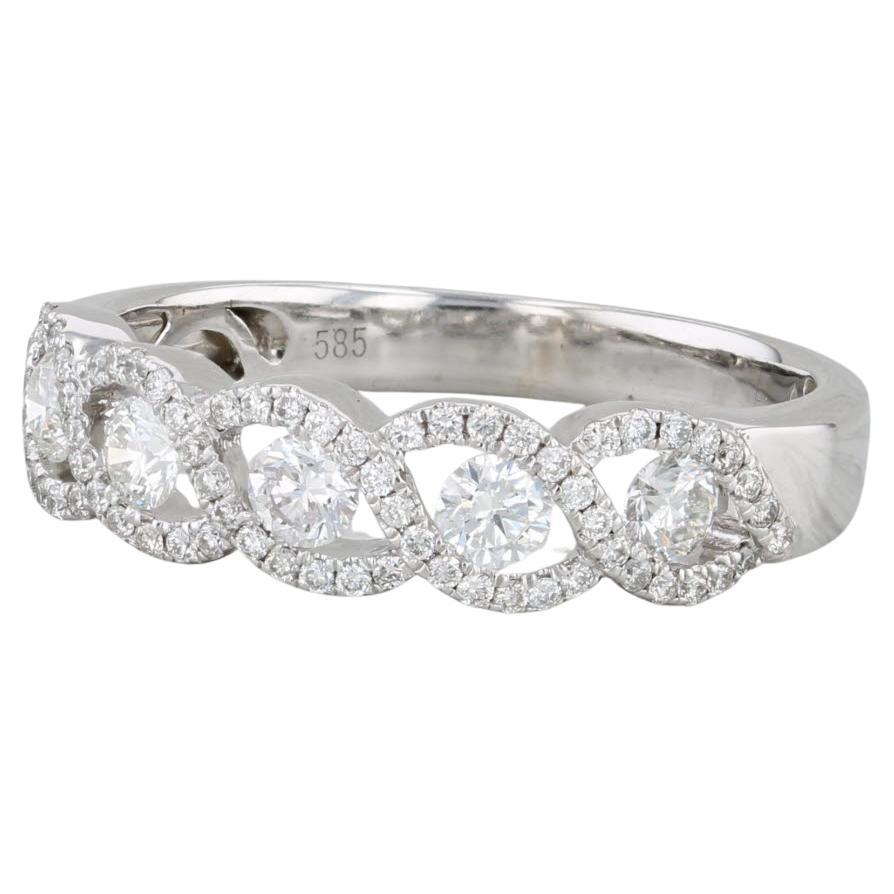 0.66ctw 5-Stone Diamond Ring 14k White Gold Size 8.25 Wedding Anniversary Band