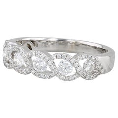 Anello con 5 pietre di diamante da 0,66 ct. in oro bianco 14k, misura 8,25, fascia per anniversario di matrimonio