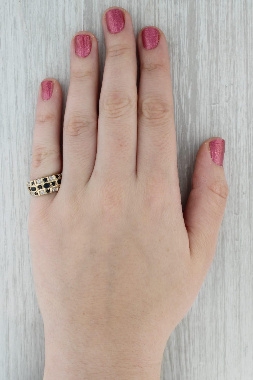 0,66 Karat Blauer Saphir Diamantring 14k Gelbgold Größe 7,25 (Ovalschliff) im Angebot