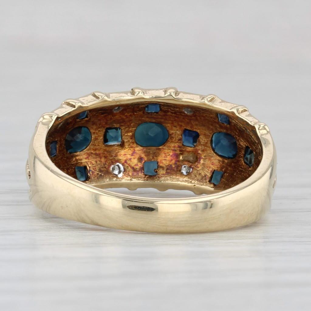 0,66 Karat Blauer Saphir Diamantring 14k Gelbgold Größe 7,25 im Zustand „Gut“ im Angebot in McLeansville, NC