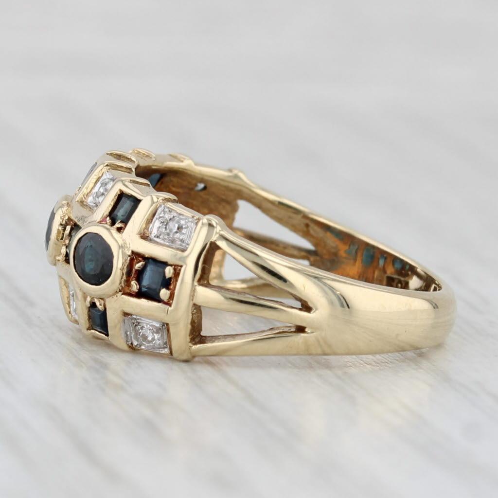 0,66 Karat Blauer Saphir Diamantring 14k Gelbgold Größe 7,25 im Angebot 4