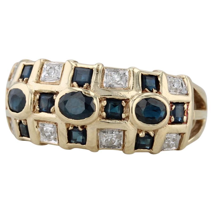 0.66ctw Zafiro Azul Anillo de Diamantes 14k Oro Amarillo Talla 7.25