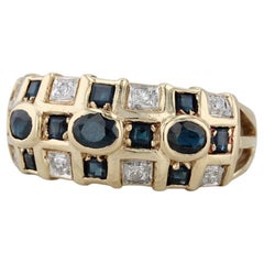 0.66ctw Zafiro Azul Anillo de Diamantes 14k Oro Amarillo Talla 7.25