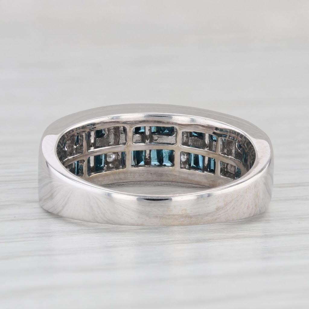 0.66ctw Blue White Diamond Ring 14k White Gold Size 7 Wedding Anniversary Band 1