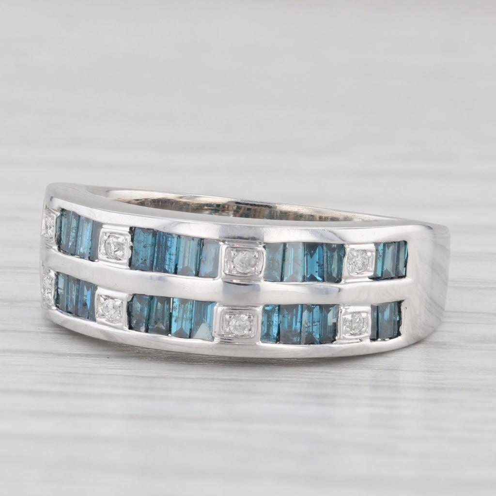 0.66ctw Blue White Diamond Ring 14k White Gold Size 7 Wedding Anniversary Band 3