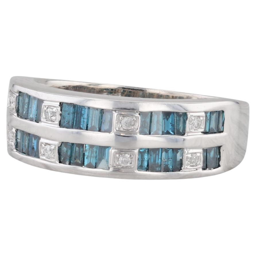 0.66ctw Blue White Diamond Ring 14k White Gold Size 7 Wedding Anniversary Band