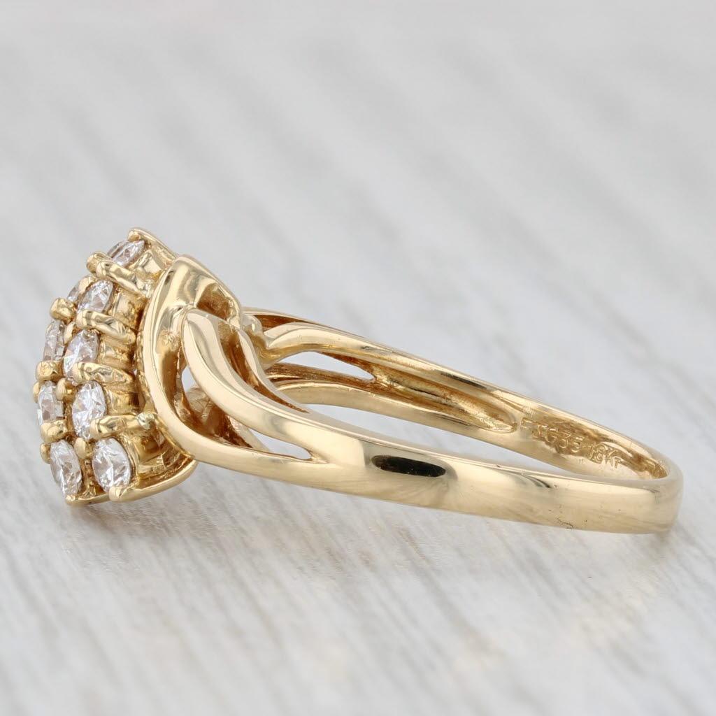 Anello bypass con cluster di diamanti da 0,66 carati in oro giallo 18k, misura 6,5 In condizioni buone in vendita a McLeansville, NC