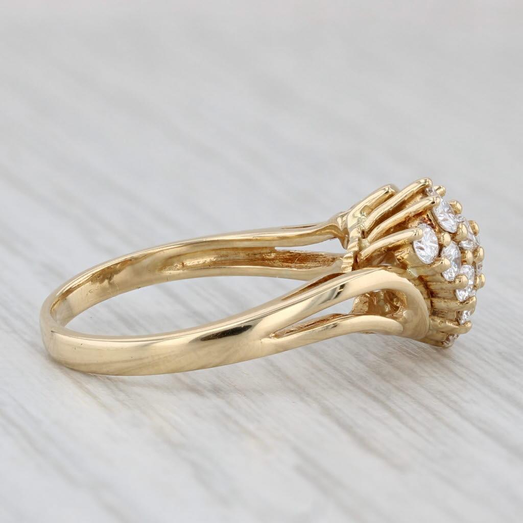 Anello bypass con cluster di diamanti da 0,66 carati in oro giallo 18k, misura 6,5 in vendita 2