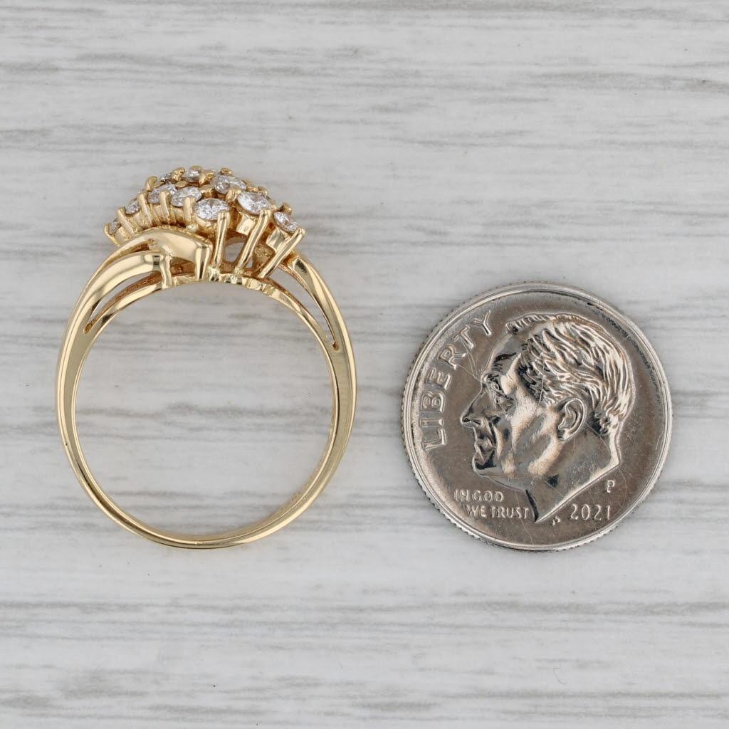 Anello bypass con cluster di diamanti da 0,66 carati in oro giallo 18k, misura 6,5 in vendita 3