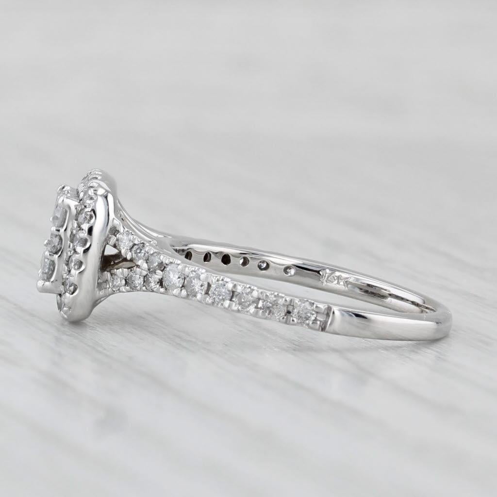 Anillo de compromiso con halo de diamantes de 0,66 ctw Oro blanco de 14k Talla 6 en Bueno estado para la venta en McLeansville, NC